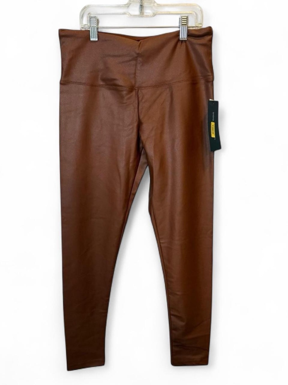 NWT Intro love the fit Faux Leather High Waist Leggings Brown Size Small 27 inch